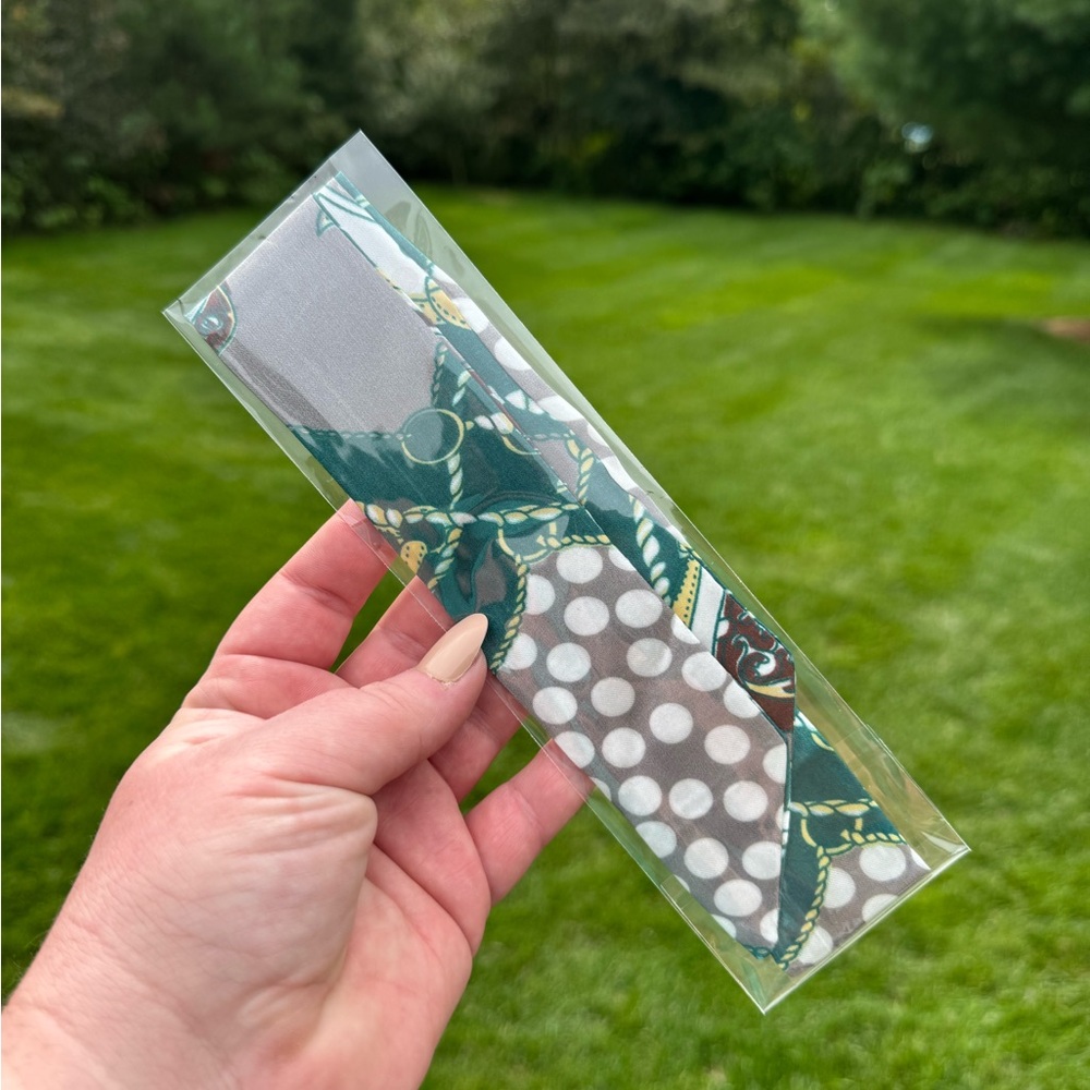 Green and White Polka Dot Twilly/Scarf/Headband